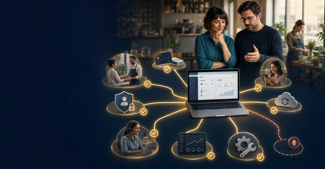 People looking at a series of processes using AI with a developer assisting them